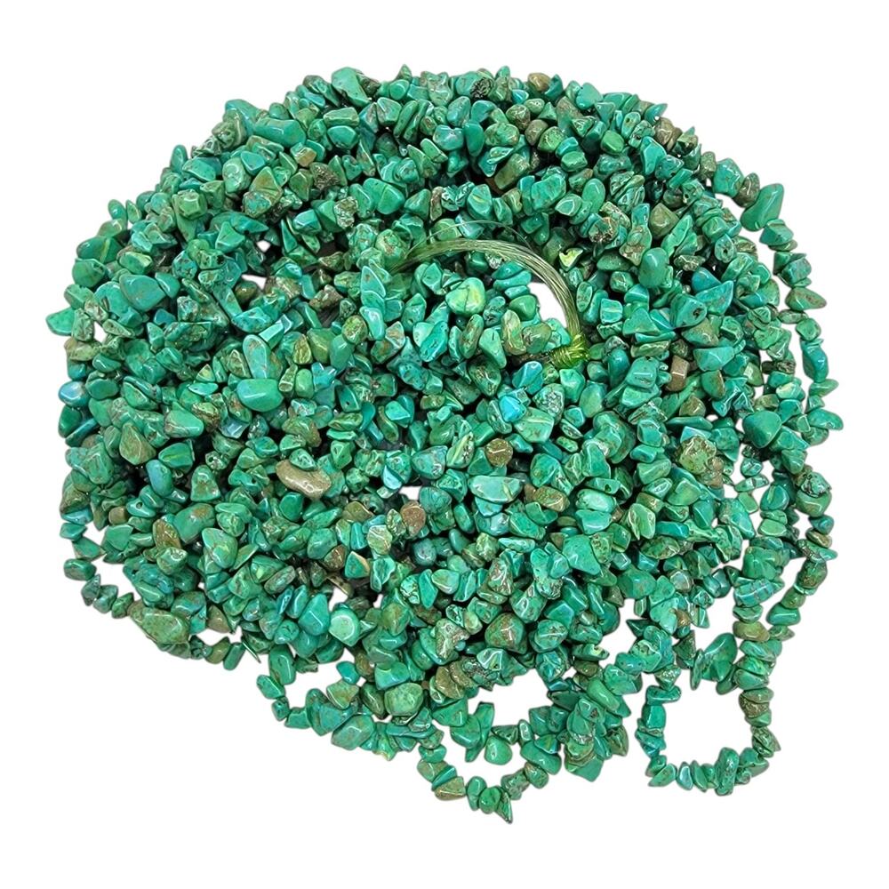 Vintage NOS Dyed Green Turquoise Chip Beads Hank 8 Strands 32" Gemstone Lot